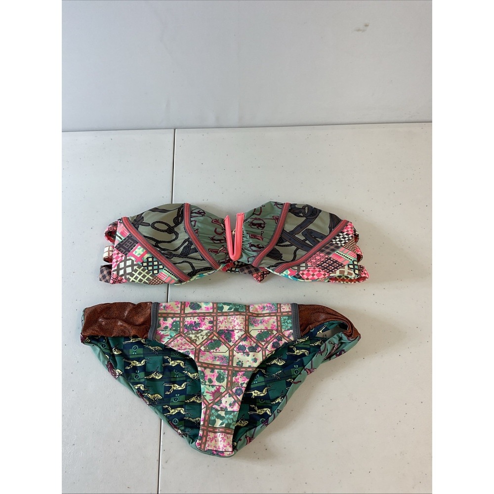 Maaji Reversible Horses Horseshoes geometric Bikini Set Size XL/L Swimsuit